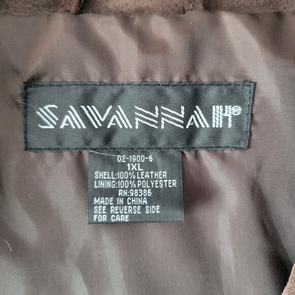 SAVANNAH Vintage Brown Leather Coat Jacket, Women’s 1XL, Mid Length Button, EUC - Picture 5 of 8